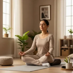Person meditating in forest with glowing aura for spiritual growth and intuition